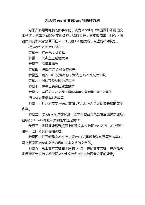 怎么把word变成txt的两种方法