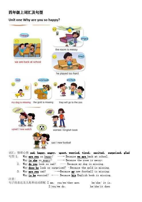 北京版英语教材四年级上知识梳理