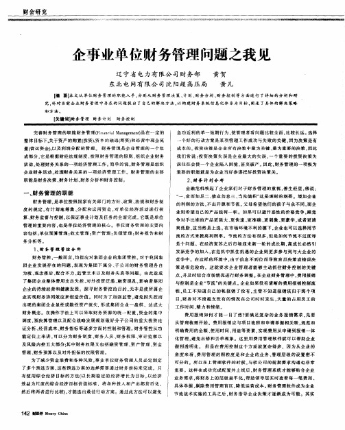 企事业单位财务管理问题之我见
