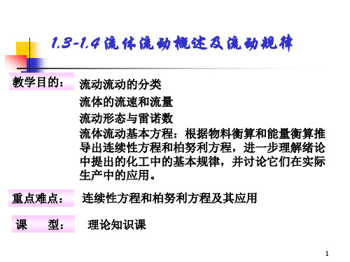 1.3-1.4流体流动概述及流动规律