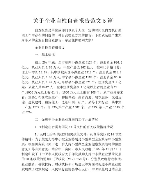 关于企业自检自查报告范文5篇