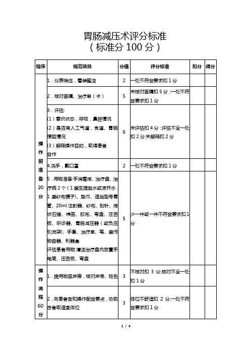 14、胃肠减压术评分标准