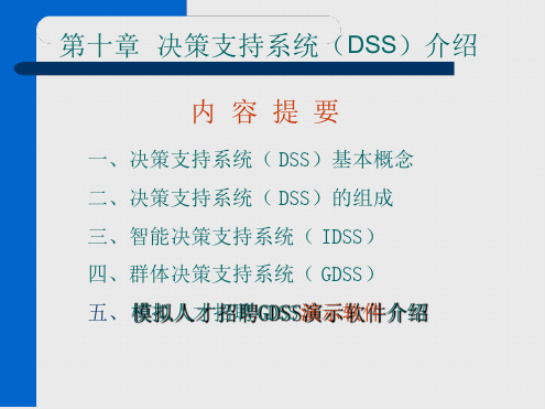 第10章决策支持系统DSS介绍解析