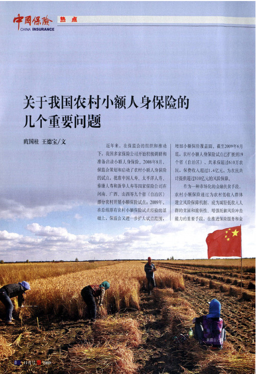 关于我国农村小额人身保险的几个重要问题 2009