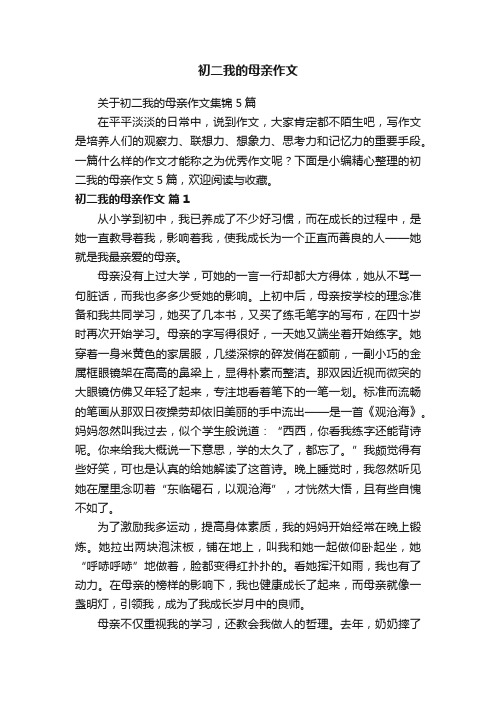 关于初二我的母亲作文集锦5篇