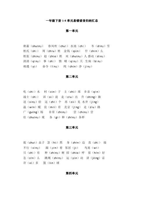 部编版小学一年级下册语文期末专项复习资料(音、字、词)全套