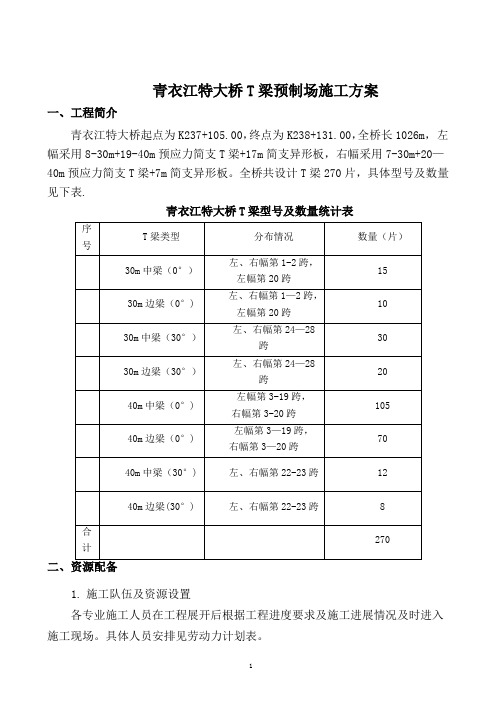 青衣江特大桥T梁预制场施工方案【最新范本模板】