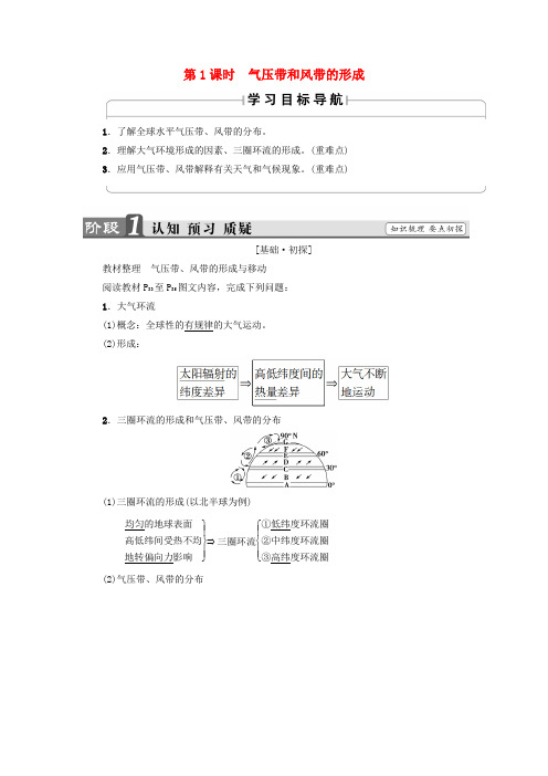 2018版高中地理第2章地球上的大气第2节第1课时气压带和风带的形成学案新人教版