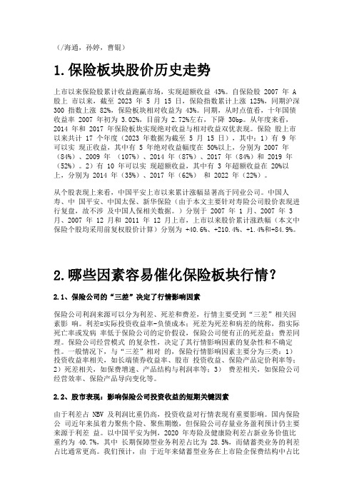 保险行业专题：保险股历史复盘,保险板块行情由哪些因素催化？精选版