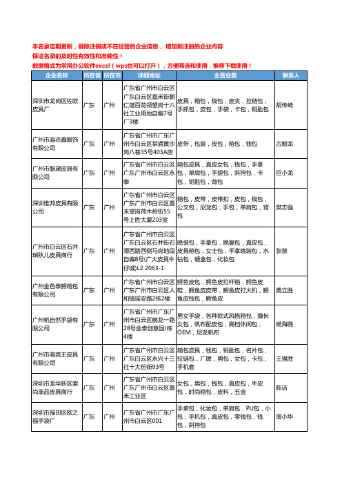 2020新版广东省箱包皮包工商企业公司名录名单黄页大全336家