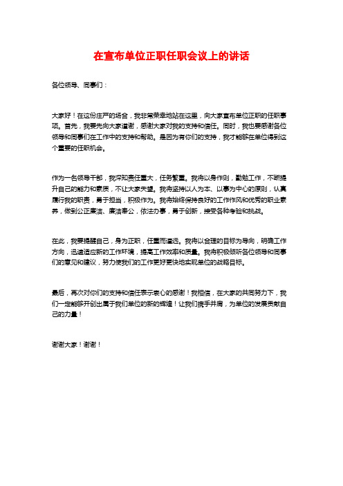 在宣布单位正职任职会议上的讲话 (2)