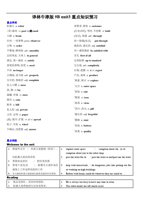 Unit3 重点词汇及词组背诵材料-2021-2022学年牛津译林版九年级英语下册