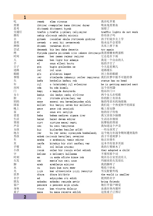 土耳其语例句词汇1
