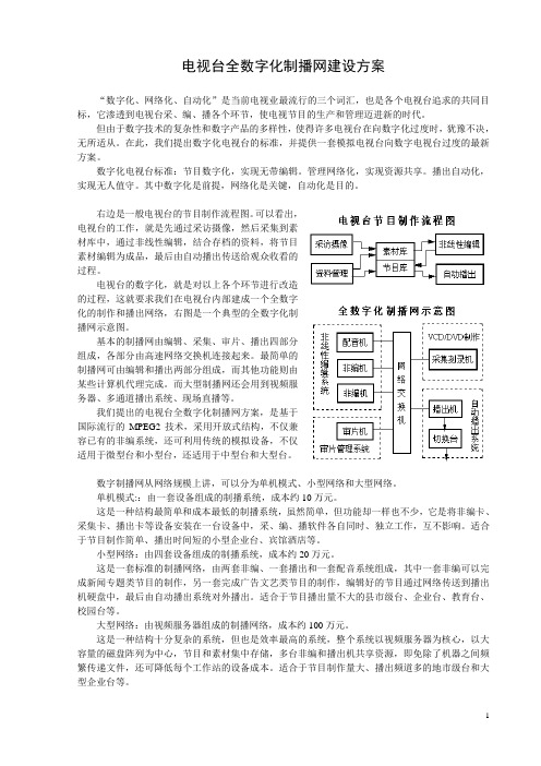 电视台全数字化制播网建设方案