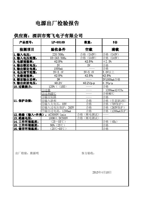 电源出厂检验报告