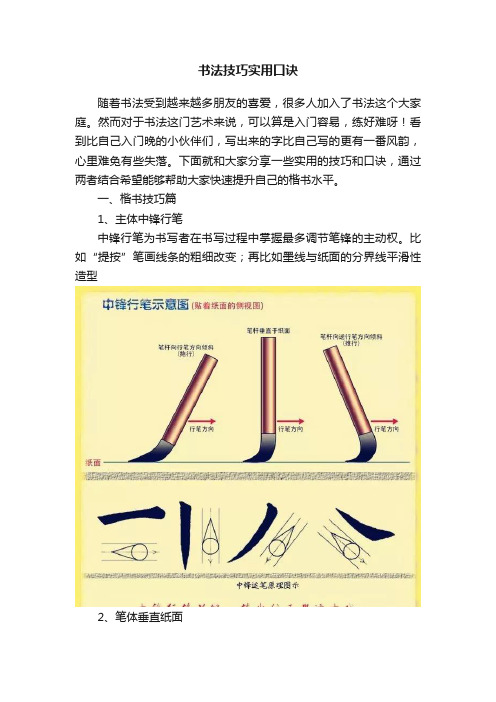 书法技巧实用口诀