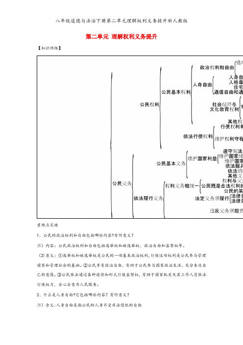 八年级道德与法治下册第二单元理解权利义务提升新人教版