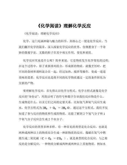 《化学阅读》理解化学反应