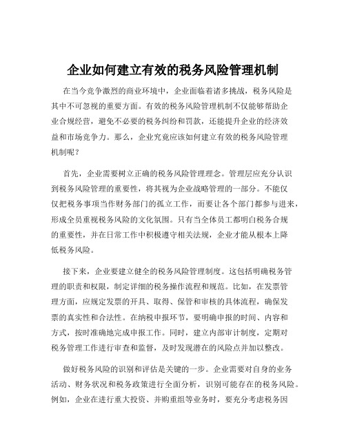 企业如何建立有效的税务风险管理机制