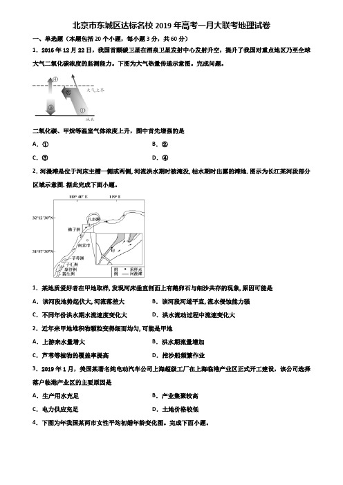 北京市东城区达标名校2019年高考一月大联考地理试卷含解析