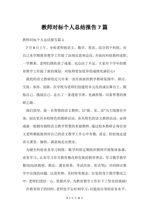 教师对标个人总结报告7篇