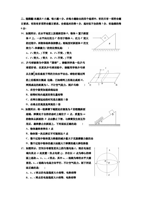 2014年普通高等学校招生全国统一考试高考冲刺卷物理试题二Word版含详解