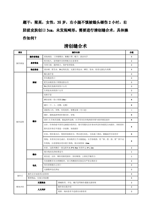 2023年中医规培结业操作考试—清创缝合术