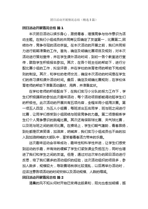 团日活动开展情况总结(精选5篇)