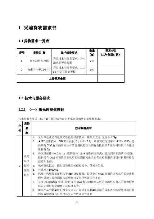 采购货物需求书