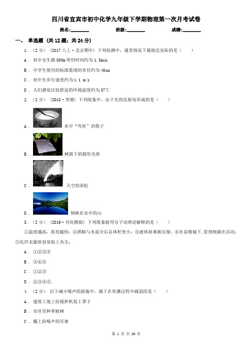 四川省宜宾市初中化学九年级下学期物理第一次月考试卷