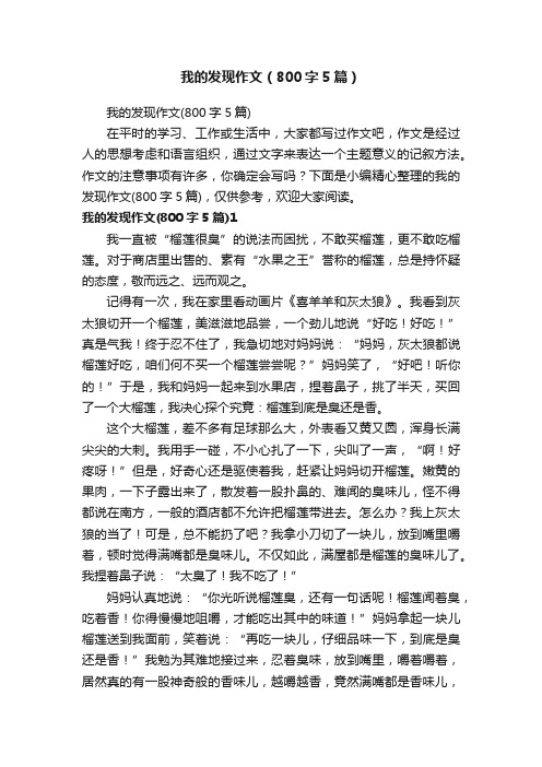 我的发现作文（800字5篇）