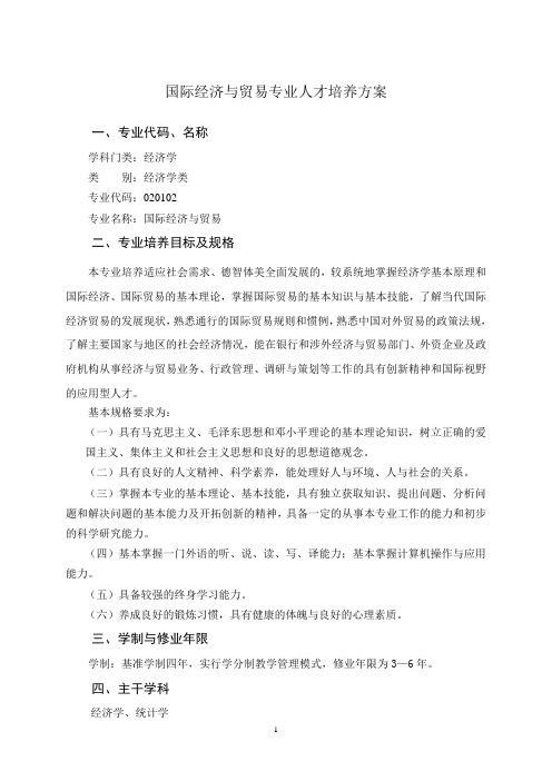 国际经济与贸易专业人才培养方案