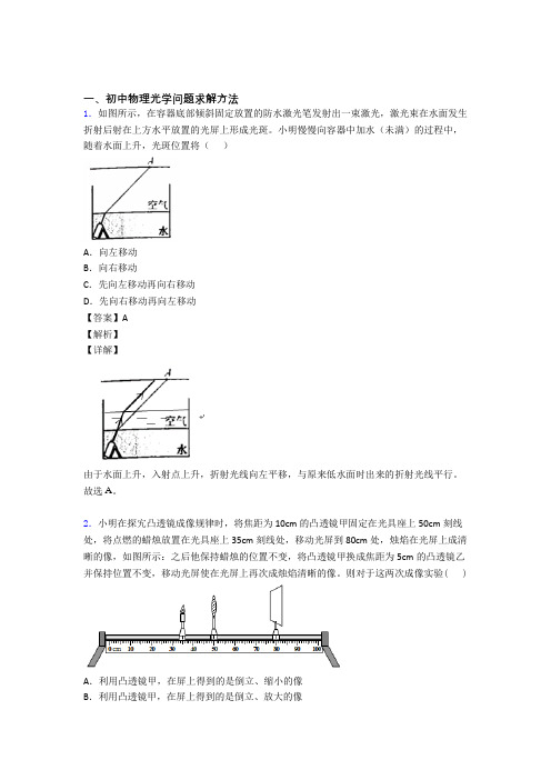 2020-2021中考物理专题训练---光学问题求解方法的综合题分类附答案解析