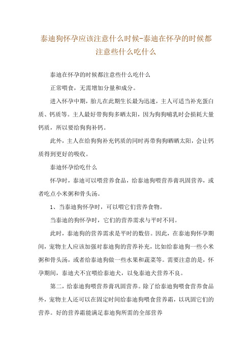 泰迪狗怀孕应该注意什么时候-泰迪在怀孕的时候都注意些什么吃什么