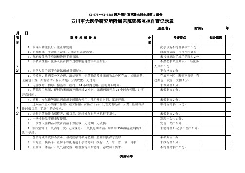 院感质控检查表