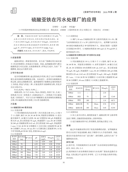 硫酸亚铁在污水处理厂的应用