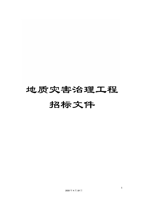 地质灾害治理工程招标文件
