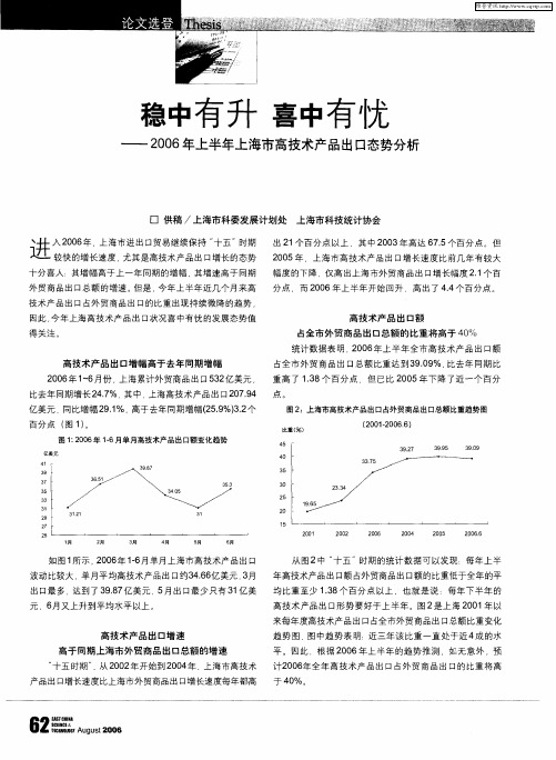 稳中有升 喜中有忧——2006年上半年上海市高技术产品出口态势分析