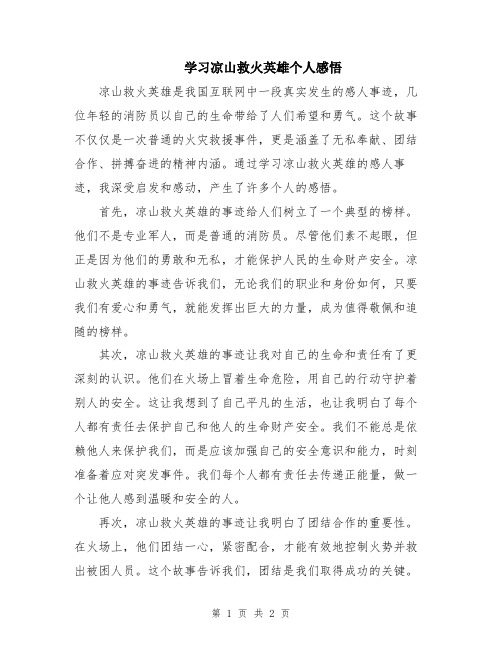 学习凉山救火英雄个人感悟