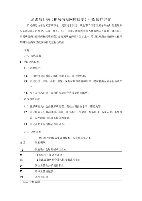 消渴病目病糖尿病视网膜病变中医诊疗方案