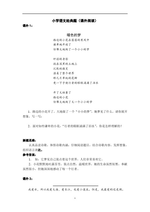 小学语文经典阅读题专项训练及答案(25篇)