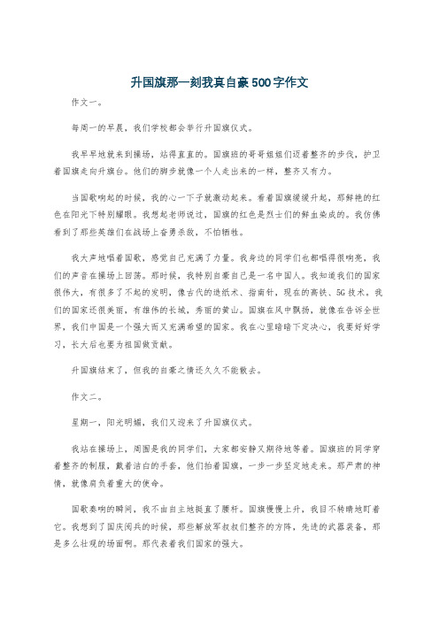 升国旗那一刻我真自豪500字作文