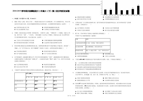 2018-2019学年四川省攀枝花十二中高三(下)第二次月考历史试卷-解析版