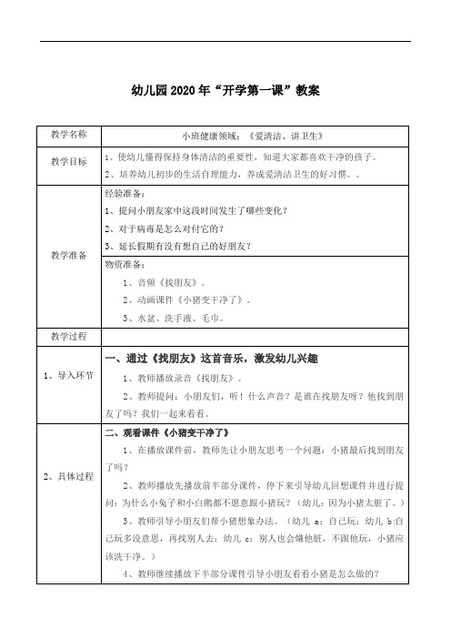 小班健康领域活动：《爱清洁、讲卫生》