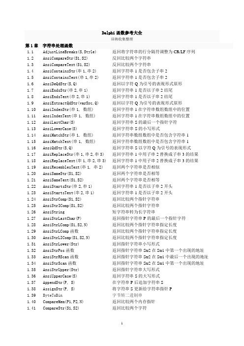 更全的Delphi函数参考大全