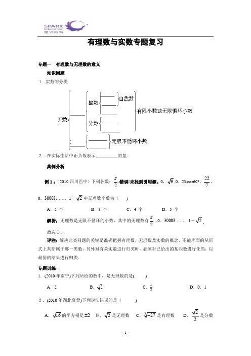 有理数与实数中考专题复习-含答案