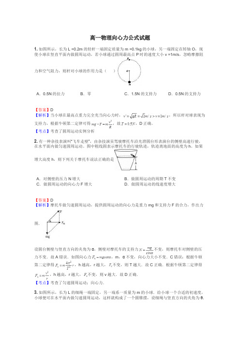 高一物理向心力公式试题
