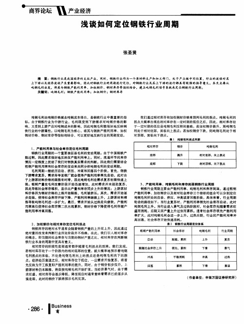 浅谈如何定位钢铁行业周期