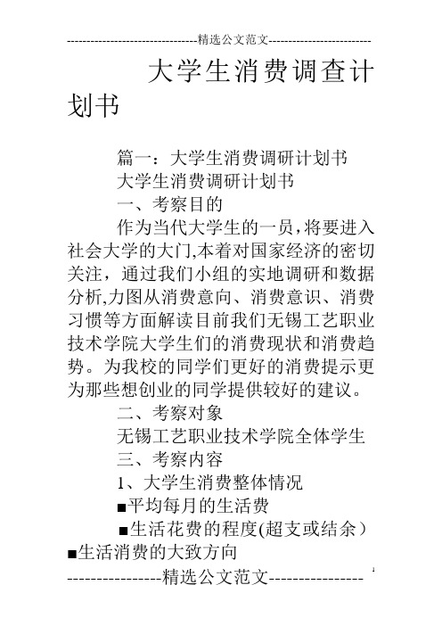 大学生消费调查计划书