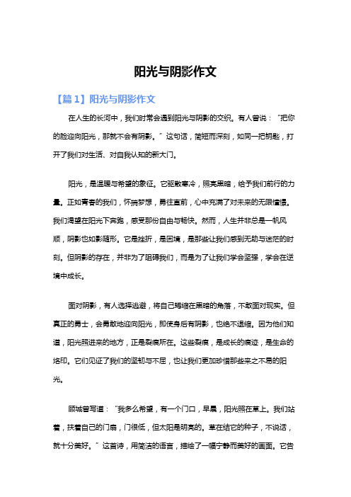 阳光与阴影作文